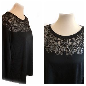 Ava & Viv Black Burnout T-Shirt Long Sleeved